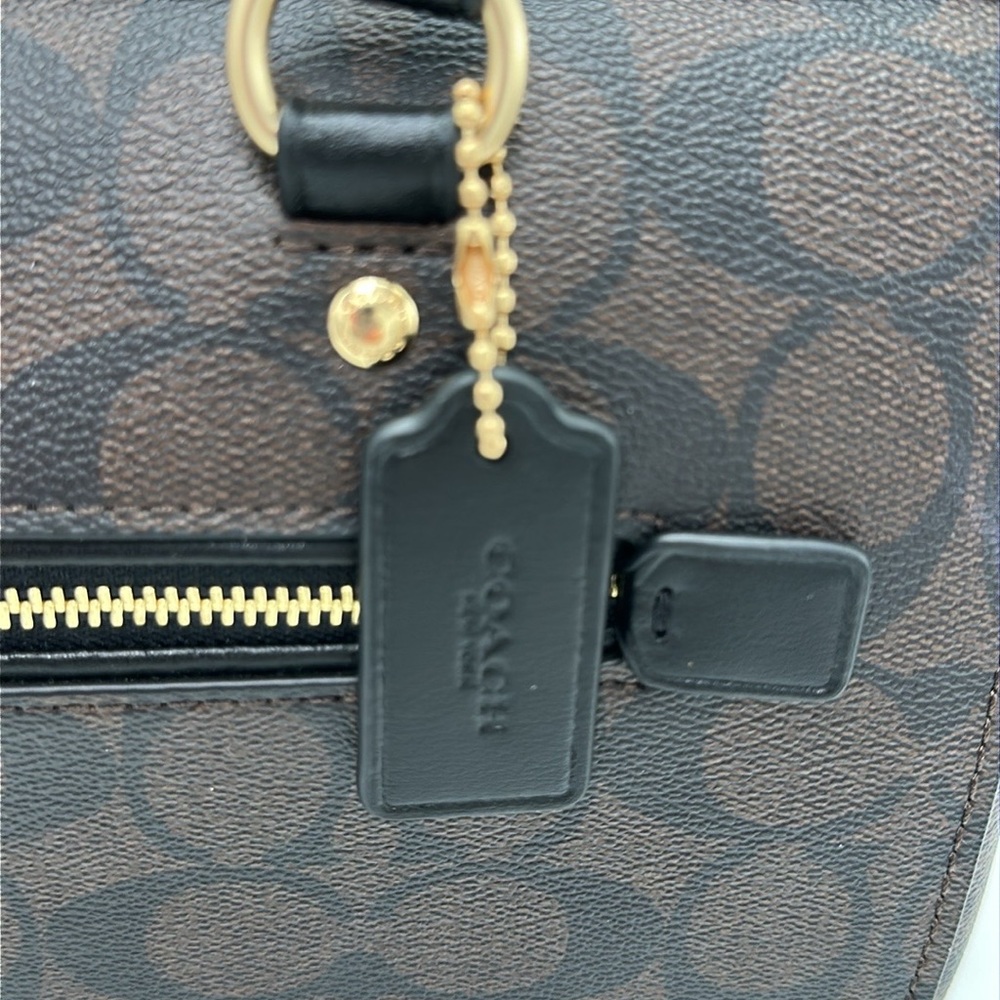 Coach Charcoal Satchel with Gold Accents - Picture 12 of 15